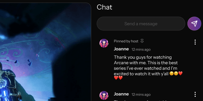 Chat and React interface mockup
